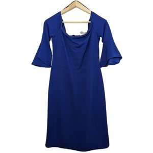 H&M | Cobalt Blue Off Shoulder Bodycon Dress w|bell Sleeves